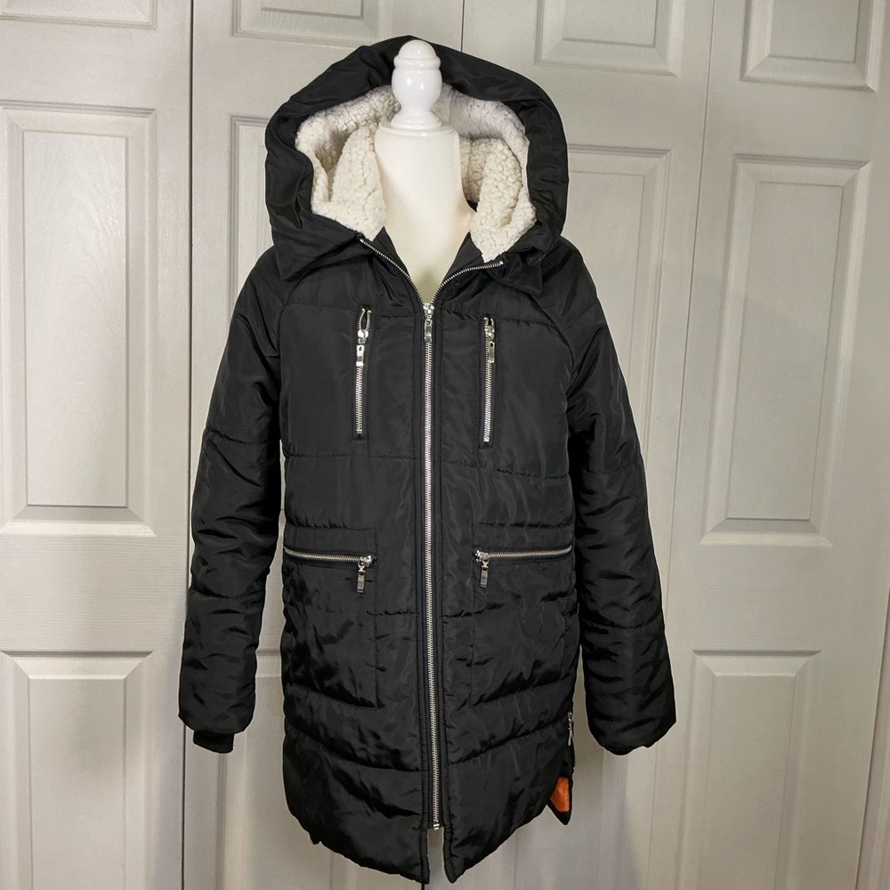 🌹 Fashion Nova Black Hooded Coat / Jacket - Size Small